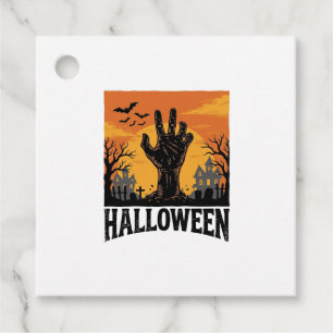 Vintage Halloween Cemetery Zombie Hand Shirt Desig Favour Tags