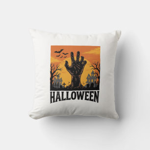 Vintage Halloween Cemetery Zombie Hand Shirt Desig Throw Pillow