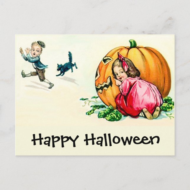 Vintage Halloween Children Having Fun Postcard (Front)