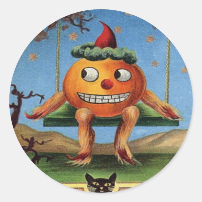Vintage Halloween Classic Round Sticker (Front)