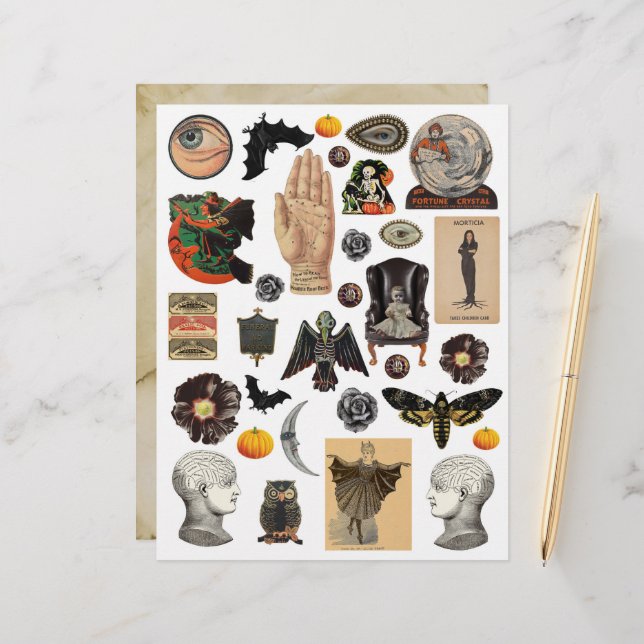 Vintage Halloween Clipart Sheet (Front/Back In Situ)