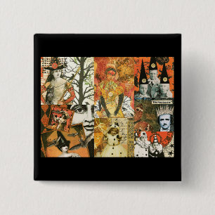 Vintage Halloween Collage 2 Inch Square Button