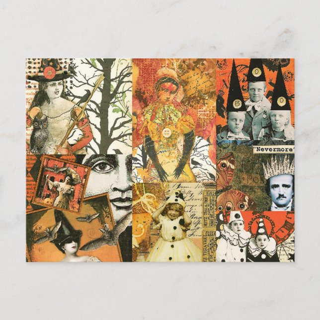 Vintage Halloween Collage Postcard (Front)