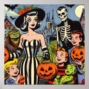 Vintage Halloween Comics Poster