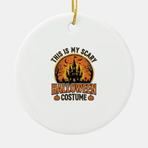 Vintage Halloween Costume Haunted Castle Shirt Des Ceramic Ornament