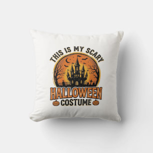 Vintage Halloween Costume Haunted Castle Shirt Des Throw Pillow