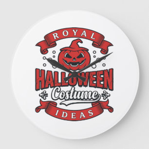 Vintage Halloween Costume Ideas Vector Design_1 Large Clock