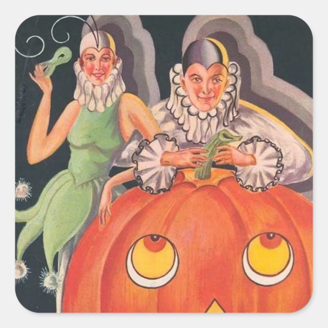 Vintage Halloween Costume Party Square Sticker (Front)