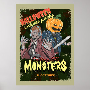 Vintage Halloween Costume theme Birthday Party Poster