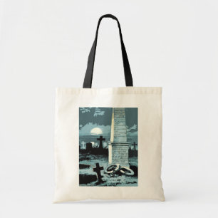 Vintage Halloween, Creepy Cemetery with Graves Tote Bag