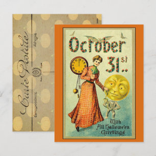 Vintage Halloween Creepy  Holiday Postcard