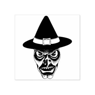 Vintage Halloween Creepy Witch Rubber Stamp