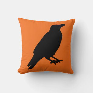 Vintage Halloween crow Throw Pillow