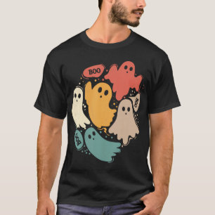 Vintage Halloween Cue Ghost Boo Women Men Kids Fun T-Shirt
