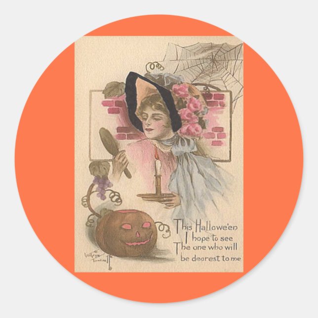 Vintage Halloween Dearest Classic Round Sticker (Front)