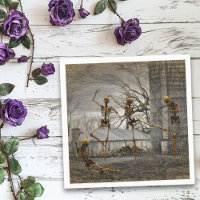 Vintage Halloween Decoupage Dancing Skeletons 