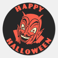 Vintage Halloween Devil Happy Halloween Sticker