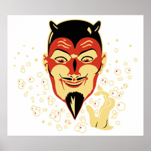 Vintage Halloween Devil Head #2 Poster