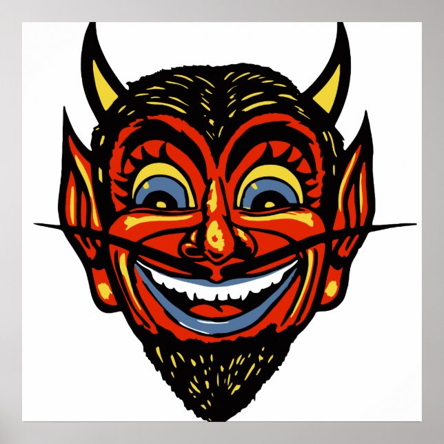 Vintage Halloween Devil Head Poster (Front)
