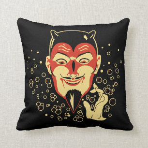 Vintage Halloween Devil Throw Pillow