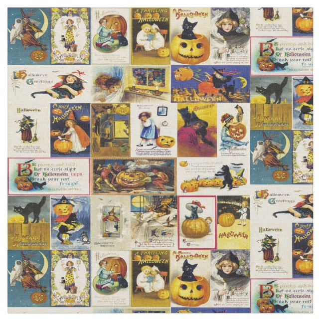 Vintage Halloween Ephemera Fabric (Close Up)