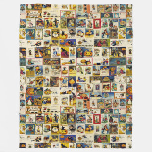 Vintage Halloween Ephemera Fleece Blanket