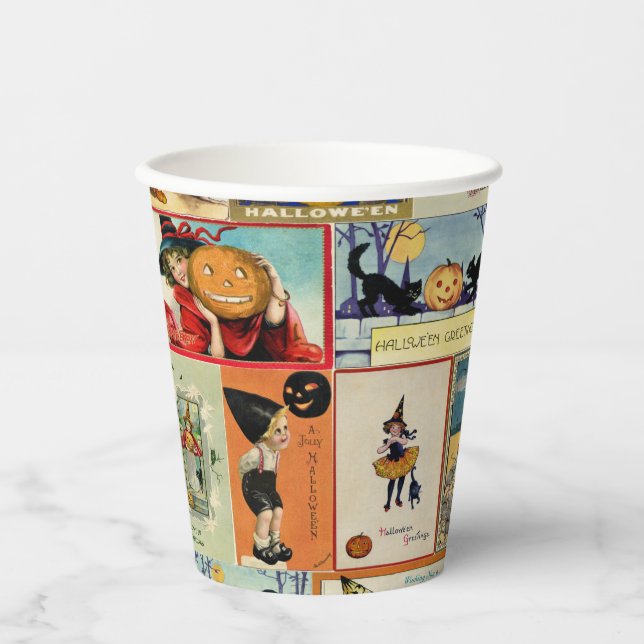 Vintage Halloween Ephemera Paper Cups (Front)