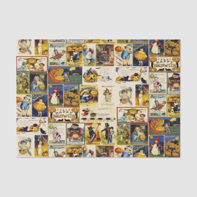 Vintage Halloween Ephemera Tissue Paper (Front)