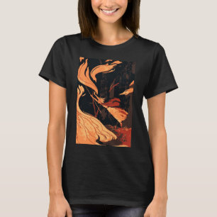 Vintage Halloween, Evil Witch with Fire in Forest T-Shirt