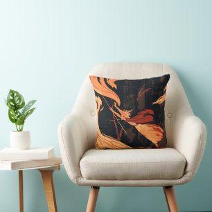 Vintage Halloween, Evil Witch with Fire in Forest Throw Pillow