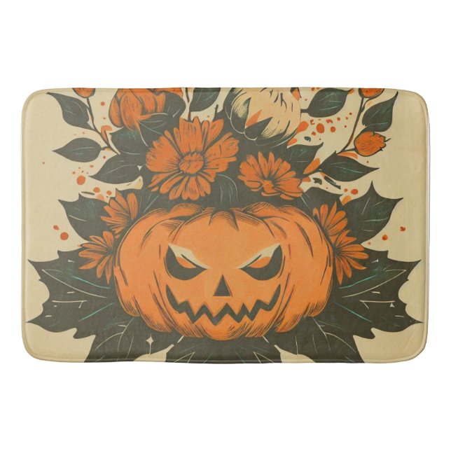 Vintage/Halloween/Fall/pumpkin Bath Mat (Front)