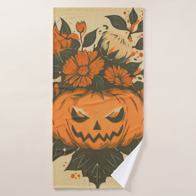 Vintage/Halloween/Fall/pumpkin Bath Towel (Bath Towel)