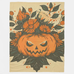Vintage/Halloween/Fall/pumpkin Fleece Blanket