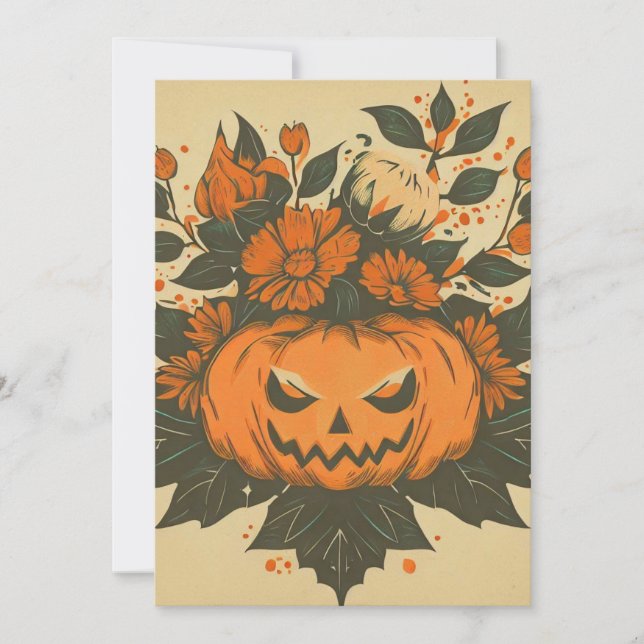 Vintage/Halloween/Fall/pumpkin Holiday Card (Front)
