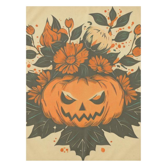 Vintage/Halloween/Fall/pumpkin Tablecloth (Front)