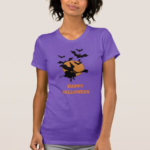 Vintage Halloween Flying Witch with  Bats  T-Shirt