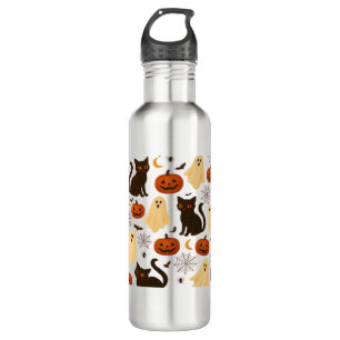 Vintage Halloween Ghost & Black Cat Pattern Classi 710 Ml Water Bottle