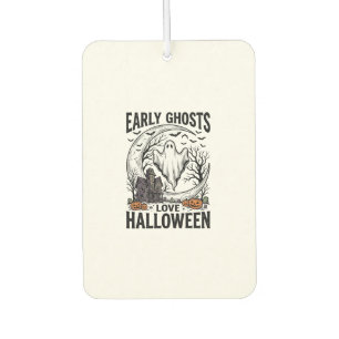 Vintage Halloween Ghost Haunted Moon Engraving Art Air Freshener