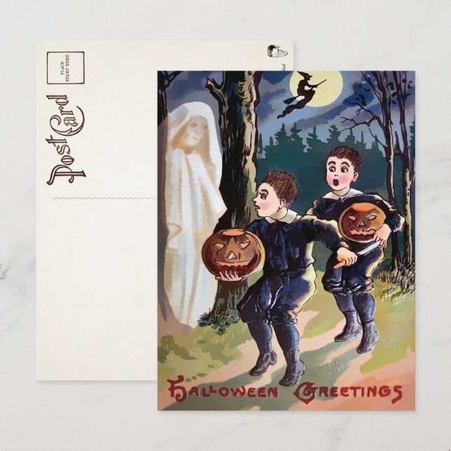 Vintage Halloween Ghost Postcard (Front/Back)