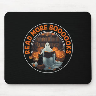 Vintage Halloween Ghost Read More Books Black Cat  Mouse Pad