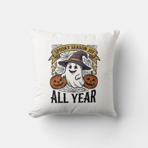 Vintage Halloween Ghost Spooky Season Joy Shirt_1 Throw Pillow