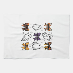 Vintage Halloween Ghosts and Bows Shirt Design_1 Kitchen Towel