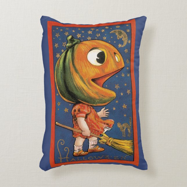 Vintage Halloween, Giant Pumpkin Head Costume Accent Pillow (Front(Vertical))