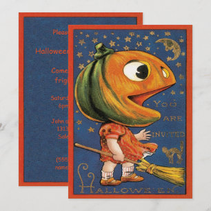 Vintage Halloween, Giant Pumpkin Head Costume Invitation