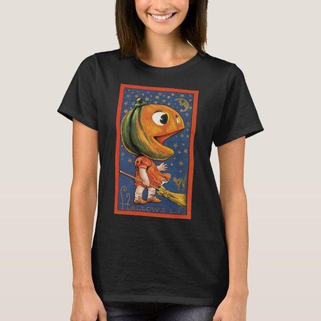 Vintage Halloween, Giant Pumpkin Head Costume T-Shirt (Front)