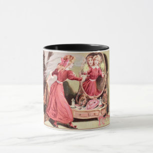 Vintage Halloween Girl in Red Dress Mug