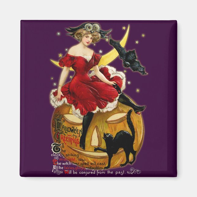 Vintage Halloween Girl Magnet (Front)
