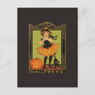 Vintage Halloween Girl Postcard