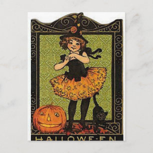 Vintage Halloween Girl Postcard