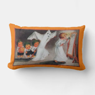Vintage Halloween Girl with Candle Pillow